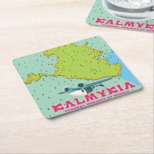 Dessous-de-verre Carré En Papier Carte de la Russie de Kalmykia