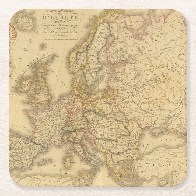 Dessous-de-verre Carré En Papier Carte de l'Europe 2 (Devant)