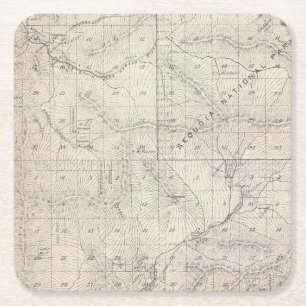 Dessous-de-verre Carré En Papier Carte de section de T1819S R2930E Tulare County