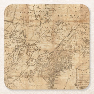 Dessous-de-verre Carré En Papier Carte des états 2 du nord et de milieu