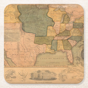 Dessous-de-verre Carré En Papier Carte des Etats-Unis avec George Washington