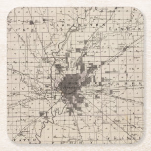 Dessous-de-verre Carré En Papier Carte du comté de Marion 2