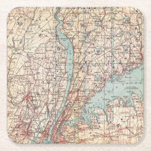 Dessous-de-verre Carré En Papier Carte du comté de Westchester, New York