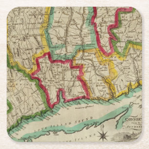 Dessous-de-verre Carré En Papier Carte du Connecticut