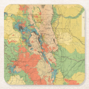 Dessous-de-verre Carré En Papier Carte géologique générale du Colorado
