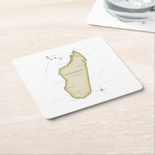 Dessous-de-verre Carré En Papier Carte illustrée de Madagascar