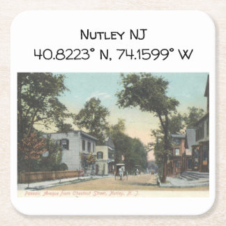 Dessous-de-verre Carré En Papier Carte Nutley NJ Coordonnées 1906 Style Vintage