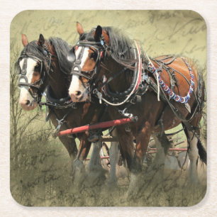 Dessous-de-verre Carré En Papier Carte postale Patiné vintage Clydesdale