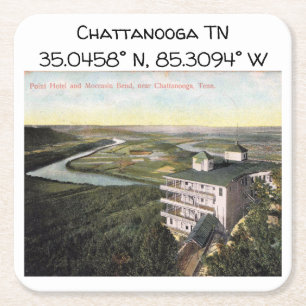 Dessous-de-verre Carré En Papier Carte TN de Chattanooga Coordonnées de style Vinta