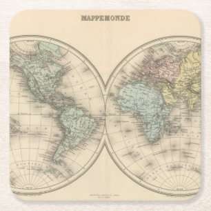 Dessous-de-verre Carré En Papier Cartes du monde