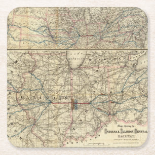 Dessous-de-verre Carré En Papier Cartes montrant l'Indiana