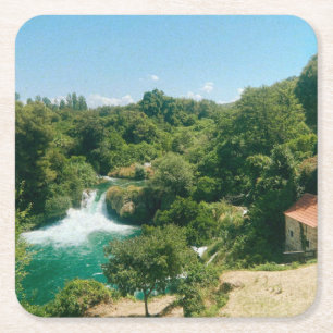 Dessous-de-verre Carré En Papier Cascades de Krka - Parc national de Krka - Croatie