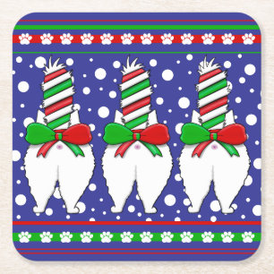 Dessous-de-verre Carré En Papier Cat Butt Christmas Green