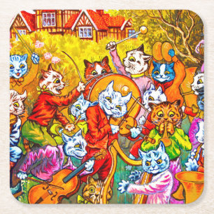 Dessous-de-verre Carré En Papier Cat Musical Band