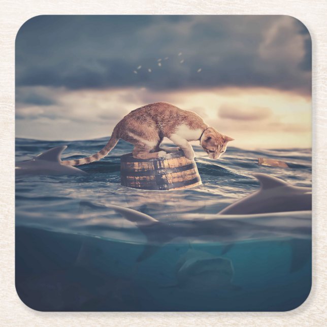 Dessous-de-verre Carré En Papier Cat Nap Dream ou cauchemar (Devant)