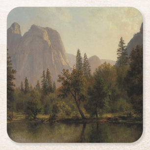 Dessous-de-verre Carré En Papier Cathedral Rocks, Yosemite Valley Albert Bierstadt