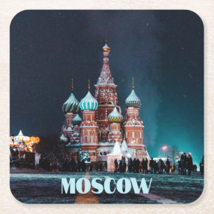 Dessous-de-verre Carré En Papier Cathédrale Saint-Basile de Moscou Russie