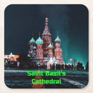 Dessous-de-verre Carré En Papier Cathédrale Saint-Basile, Moscou, Russie