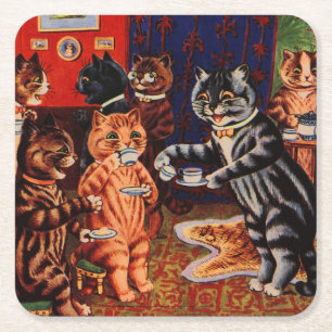 Dessous-de-verre Carré En Papier Cats Tea Party par Louis Wain Dessous de verre