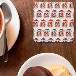 Dessous-de-verre Carré En Papier Cavalier King Charles Spaniel Chien race Noël