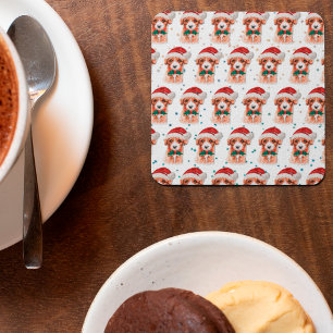 Dessous-de-verre Carré En Papier Cavoodle Chien race Étoiles de Noël