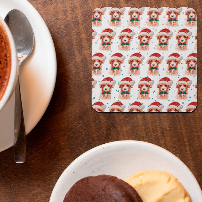 Dessous-de-verre Carré En Papier Cavoodle Chien race Étoiles de Noël (Créateur téléchargé)