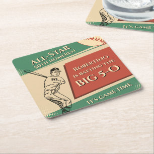 Dessous-de-verre Carré En Papier Célébration Vintage All Star Baseball Hommes 50e A