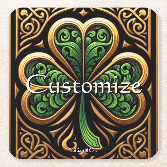 Dessous-de-verre Carré En Papier Celtic Shamrock Coaster (Devant)