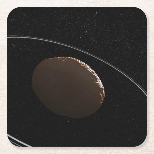 Dessous-de-verre Carré En Papier Centaur 1099 Chariklo Et Ses Anneaux. (Devant)