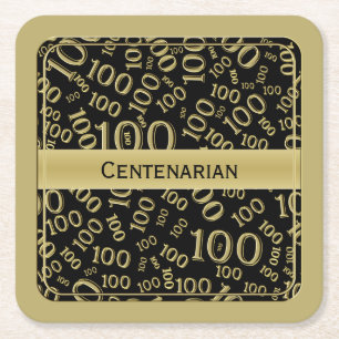 Dessous-de-verre Carré En Papier "Centenarian" Pièce à thème du 100e parti noir/