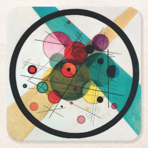 Dessous-de-verre Carré En Papier Cercles dans un cercle par Wassily Kandinsky