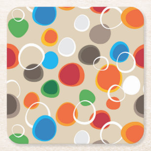 Dessous-de-verre Carré En Papier Cercles et bulles à main cool et colorée