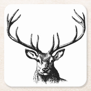 Dessous-de-verre Carré En Papier Cerfs Animaux Antlers Nature Faune Hornes Pots