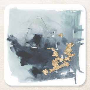 Dessous-de-verre Carré En Papier Cerulean et or