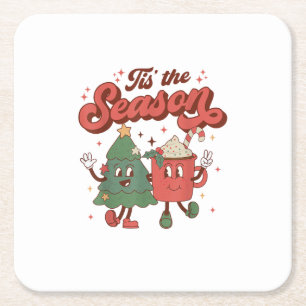 Dessous-de-verre Carré En Papier C'est la saison Rétro Noël 70s 80s Vintage Gro