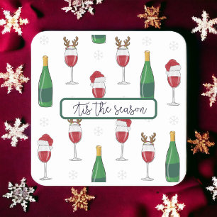 Dessous-de-verre Carré En Papier C'est la Saison Vin Renne de Noël Santa