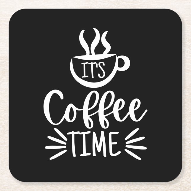 Dessous-de-verre Carré En Papier C'est l'heure du café (Devant)