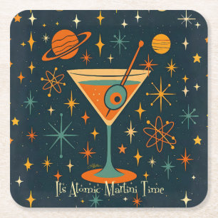Dessous-de-verre Carré En Papier C'est l'heure du Martini Atomique Étoiles Cosmique