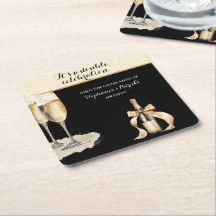 Dessous-de-verre Carré En Papier C'est un Double Champagne Anniversaire de Champagn