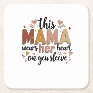 Dessous-de-verre Carré En Papier Cette maman porte son coeur sur son manteau
