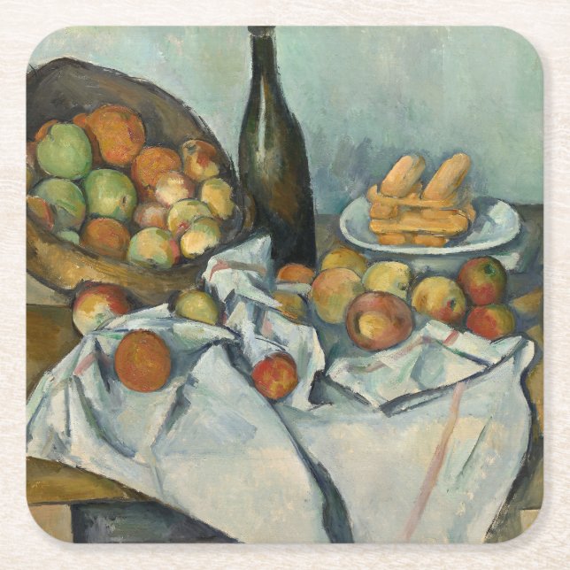 Dessous-de-verre Carré En Papier Cezanne Panier Pommes Impressionnisme Art (Devant)
