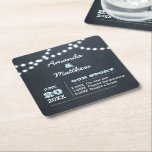 Dessous-de-verre Carré En Papier Chalkboard Lights Aqua Mariage personnalisé<br><div class="desc">Ces dessous de verre Décontracté Chic sont le moyen parfait pour rendre toute célébration mariage plus spéciale. Tout le texte est entièrement personnalisable pour dire exactement ce que vous voulez. Reportez-vous à la section Coordination des éléments de la collection de Mariages Chalkboard Lights.</div>