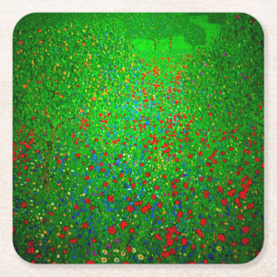 Dessous-de-verre Carré En Papier Champ de pavot Gustav Klimt
