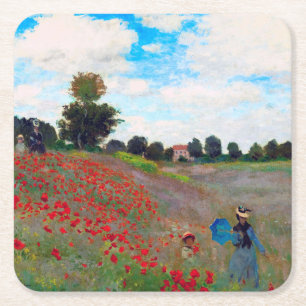 Dessous-de-verre Carré En Papier Champ de pavot, Monet