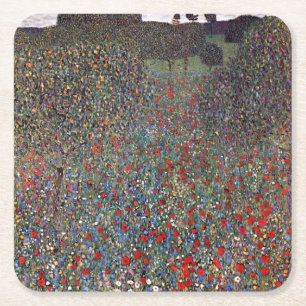 Dessous-de-verre Carré En Papier Champ de pavots, Gustav Klimt
