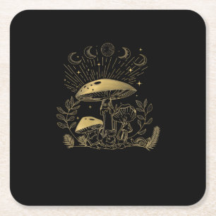 Dessous-de-verre Carré En Papier Champignons Cottagecore Fungi Goblincore Esthétiqu