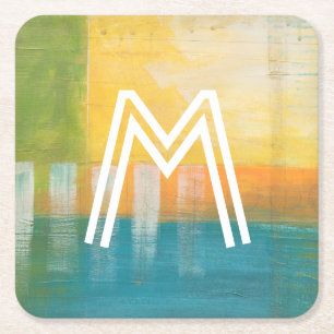 Dessous-de-verre Carré En Papier Champs d'agrume du monogramme   I