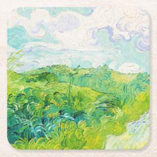 Dessous-de-verre Carré En Papier Champs de blé vert, Van Gogh