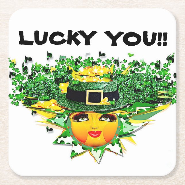 DESSOUS-DE-VERRE CARRÉ EN PAPIER CHANCE SOLEIL ! (Devant)