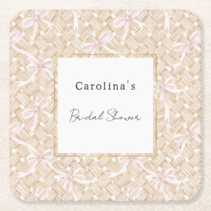Dessous-de-verre Carré En Papier Chapeaux Crème Rubans Violets Baby Shower